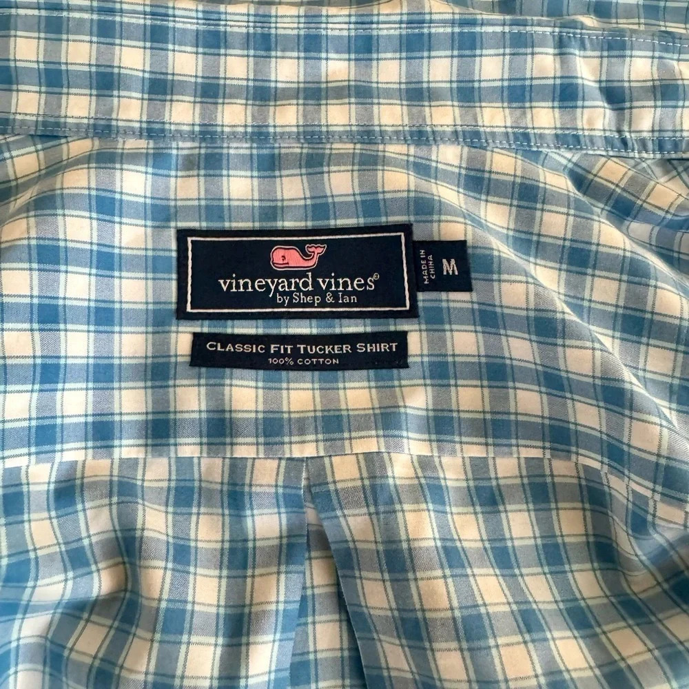 Vineyard Vines Men's Classic Fit Tucker Shirt USA Blue/White plaid Medium - Picture 8 of 14